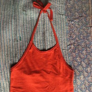 Vintage orange Halter tank with simple design